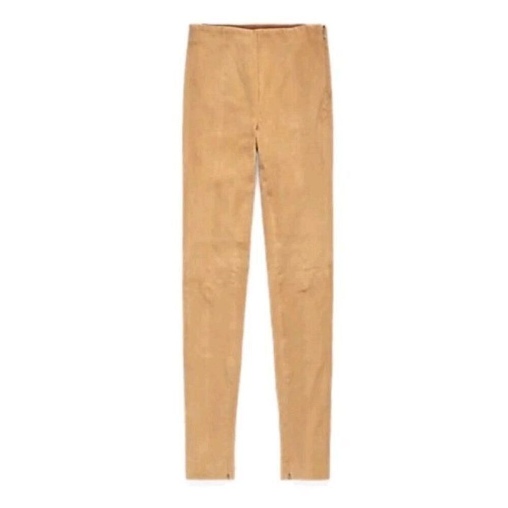 Ralph Lauren LRL Pants Size XL Womens Camel Tan 100% Goat Suede Skinny Legging